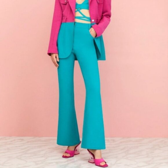 Nocturne Women's High-Waisted Slit Pants Green - L - Picture 1 of 7